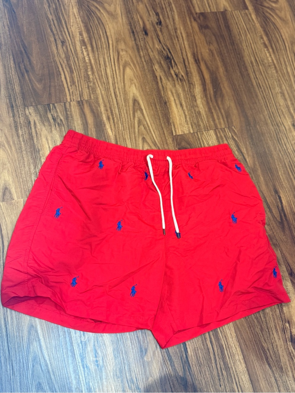 Polo Ralph Lauren Mens Swim Trunks Sz XXL Red Blue All Over Pony Logo